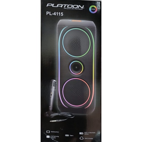 PL-4115 BT,SD,USB GİRİŞLİ RGB IŞIKLI MİKROFONLU 8X2